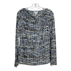 Liz Claiborne Women's Top Small‎ Cowl Neck Long Sleeve Chevron Print Career
